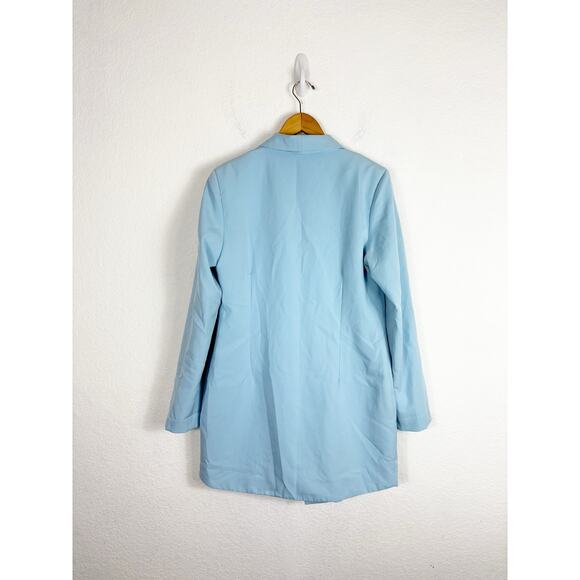 PrettyLittleThing Double Breasted Asymmetric Blazer Dress Size 10 Baby Blue - Picture 13 of 14